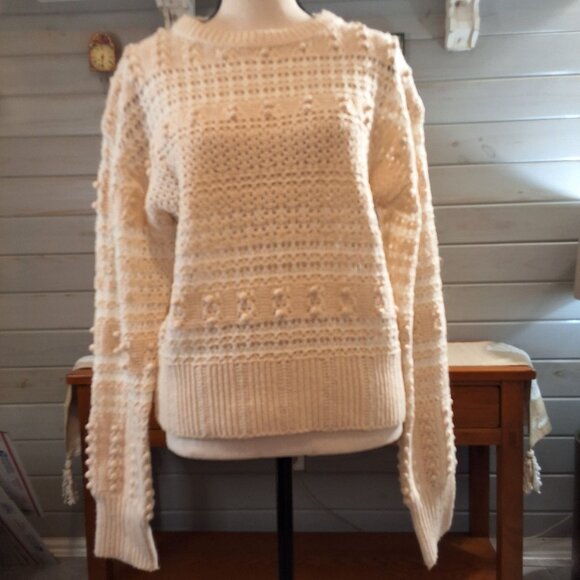 Rag & Bone Womens Lo Pointelle-Knit Wool Blend Sweater Sz L  Natural Minimalist - Picture 3 of 8